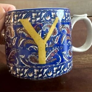 Anthropologie “Y” block printed monogram Mug